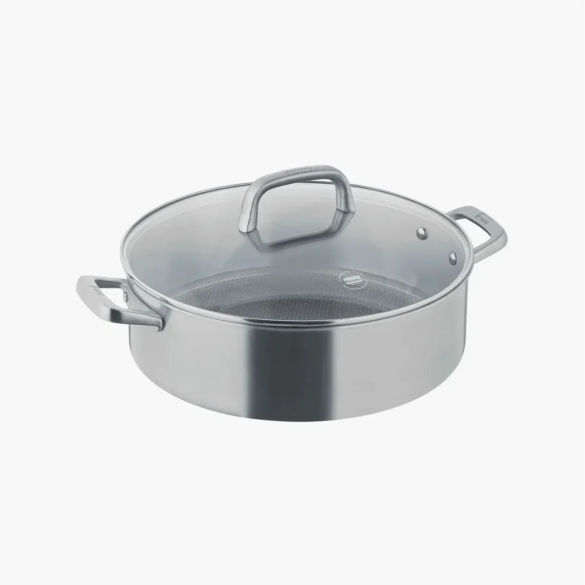 Berndes Servierpfanne mit Glasdeckel, 28 cm – Tricion Resist, 3-Schicht-Material, backofenfest