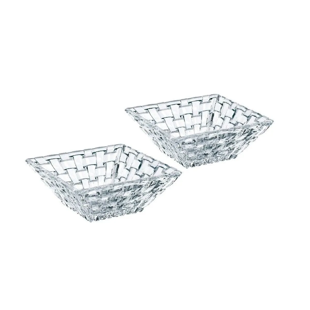 Nachtmann Bossa Nova Schale, quadratisch 12x12 cm, 2er Set – elegantes Kristallglas, facettiertes Design