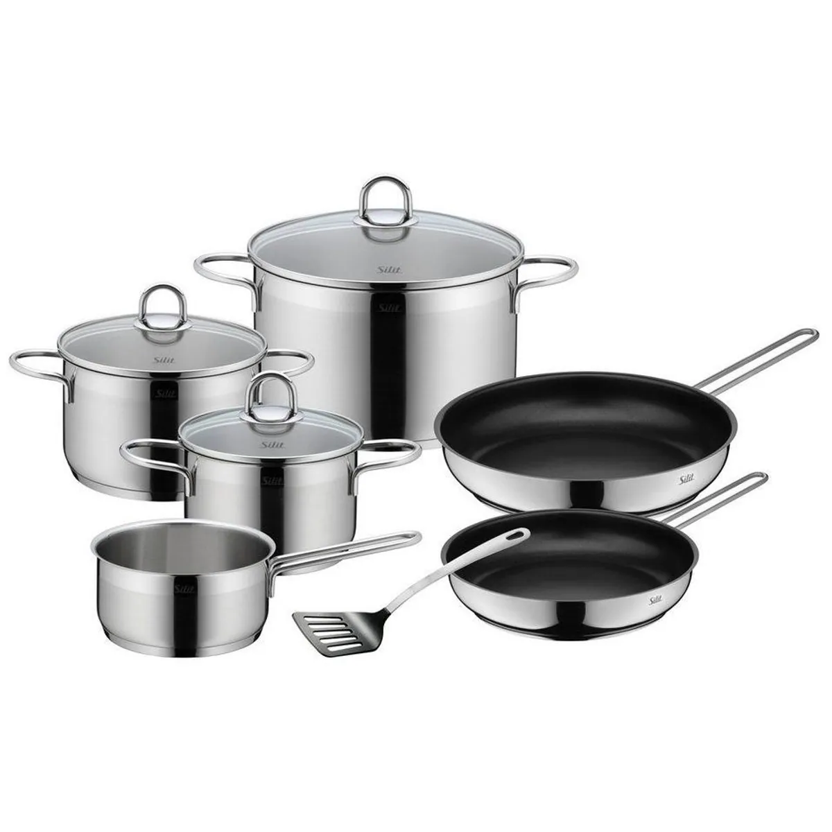 Silit Starter-Set Diamant, 7-teiliges Kochtopf-Set, induktionsgeeignet, Edelstahl