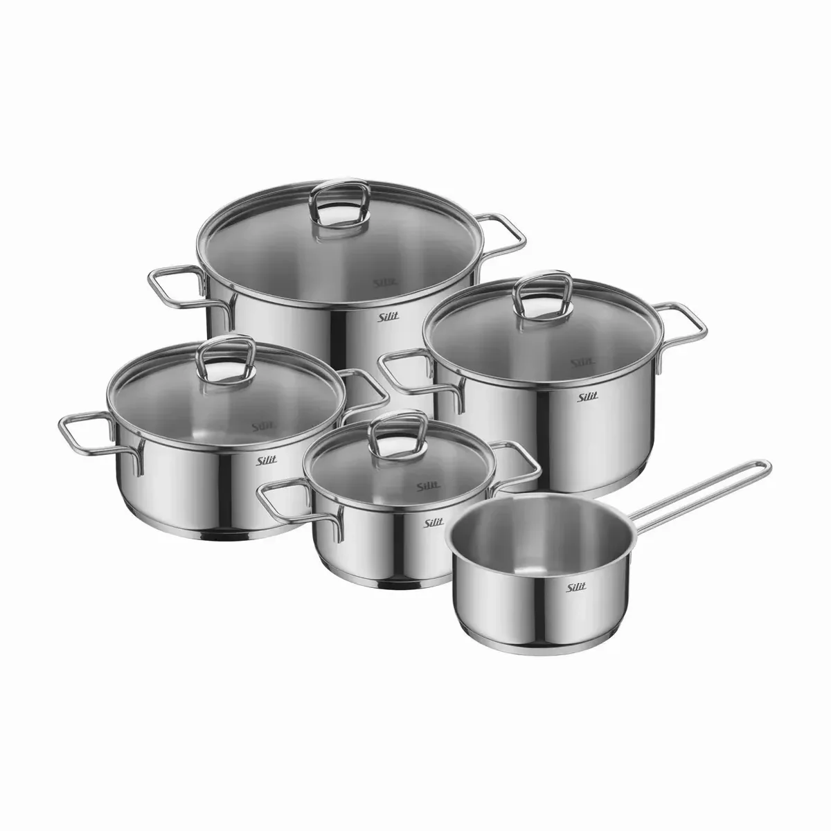 Silit Topf-Set Alicante, 9-tlg, Edelstahl 18/10, induktionsgeeignet, spülmaschinenfest