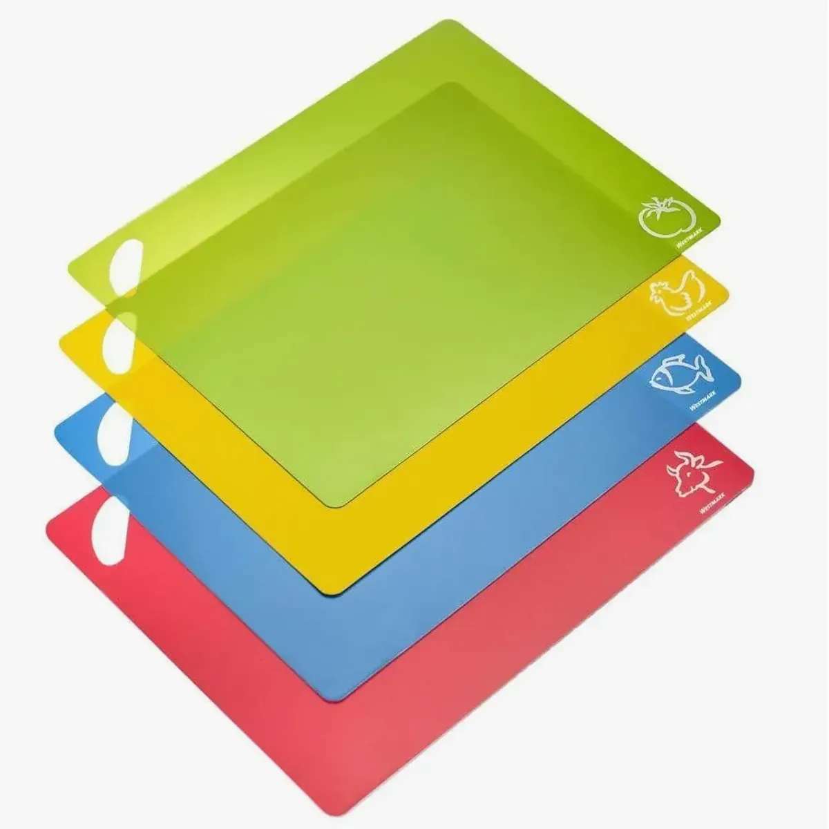 Westmark Schneidebrett Set, 4 flexible Schneidmatten für hygienische Trennung — rutschfest, spülmaschinengeeignet, platzsparend