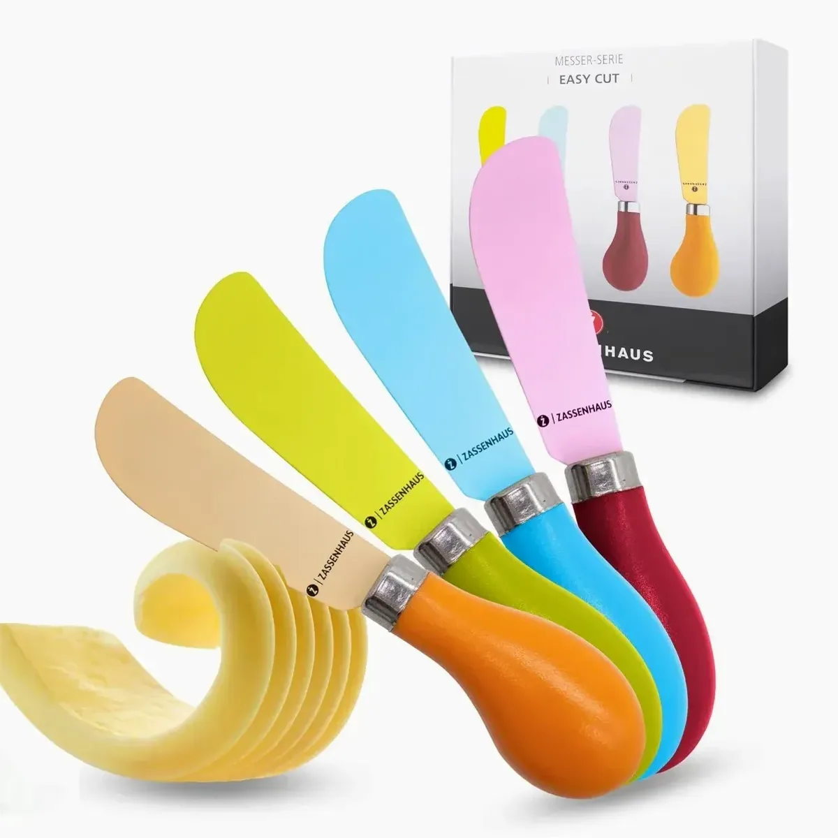 Zassenhaus Buttermesser Set, rostfreier Edelstahl, bunte Antihaftbeschichtung